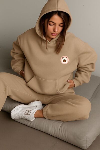 DM DOLCE MORE Hanorac unisex cu glugă, cu 3 fire, din bumbac pieptănat, cu im...