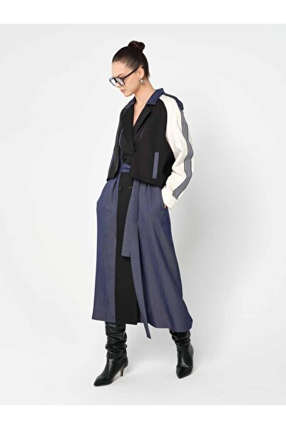 roibyardaözmen Design, detaliu denim, căptușit, trench cu curea