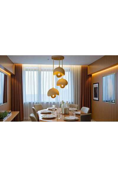 Deepluxe Dekoratif 3D Üçlü Beton Avize – Salon, Mutfak, Kafe İçin Tasarım Lamba