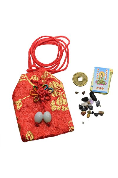 Feng Shui Saculet cu pietre semipretioase si monede pentru prosperitate