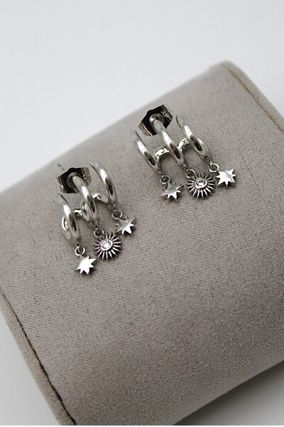 Nenya Vip Steel Triple Appearance Zircon Stone Sun Model Earrings