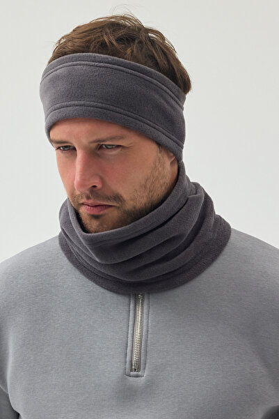 Butikgiz %100 Mikro Polar Esnek Çok Fonksiyonlu Boyunluk + Saç Bandı Unisex Kışlık Set