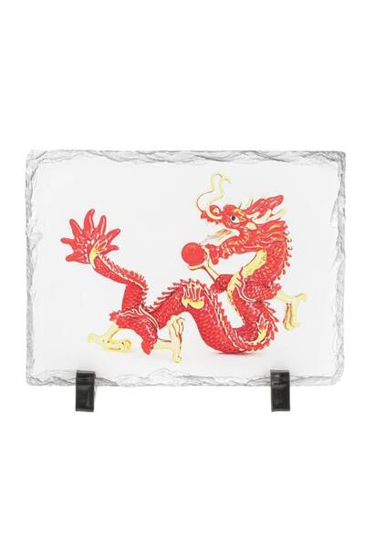 Feng Shui Placa (placheta) cu Dragon Rosu cu bila de foc, impotriva conflictelor
