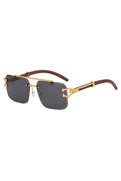 Tessero Rectangular sunglasses, vintage model with metallic leopard, UV400 protection,