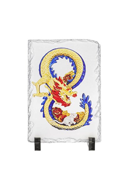 Feng Shui Placheta ( placa ) cu Dragon si Sobolan - Mangusta in forma de cifra 8 (opt)