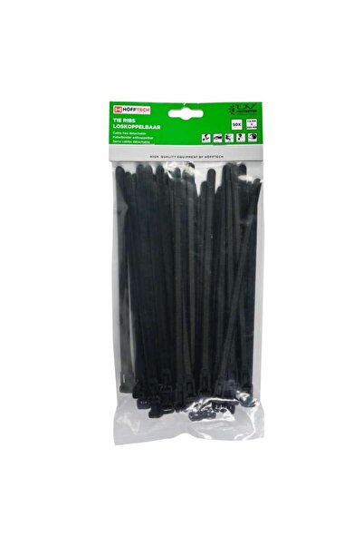 HöffTech Germany Set de 50 buc Coliere de Plastic, 200 mm x 7,6 mm culoare ne...