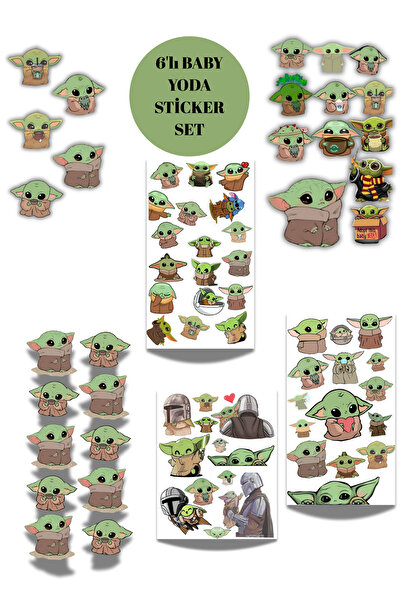 elviano 6'LI BABY YODA STİCKER SET AJANDAYA UYGUN