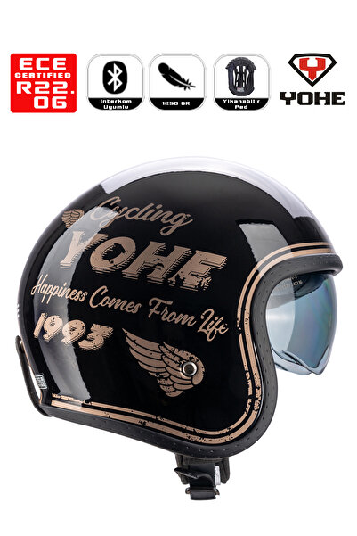 Yohe MOTOR KASKI 880-SHİNY BLACK/BROWN/SİL
