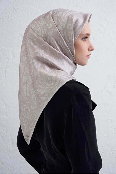 Armine Sura Saf İpek Eşarp 9431 - 85 Krem Karışık Desen