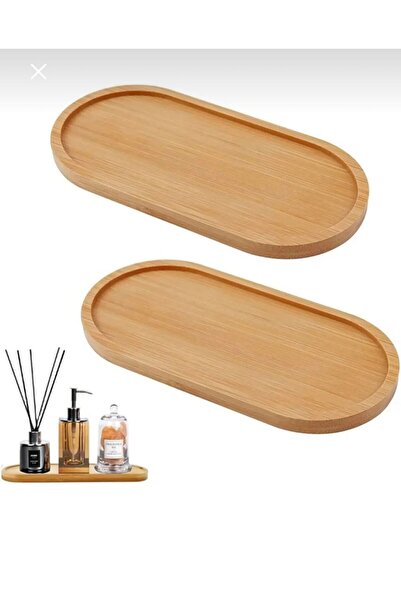 MEYA PİNE Bamboo Oval Presentation and Serving Tray Oil Pot Mat, Kitchen and Bathroom 1 Piece