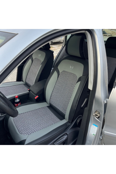 NO BRAND Set complet de huse pentru scaune auto, negre și gri, piele Nappa respirabilă și material textil, potrivire universală