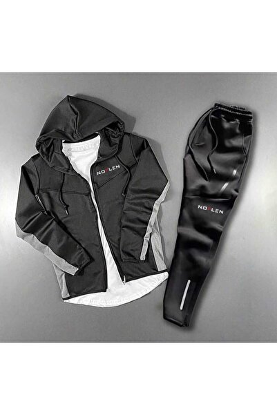 NOFLEN Set de trening pentru bărbați, negru, gri scuba, sus și jos