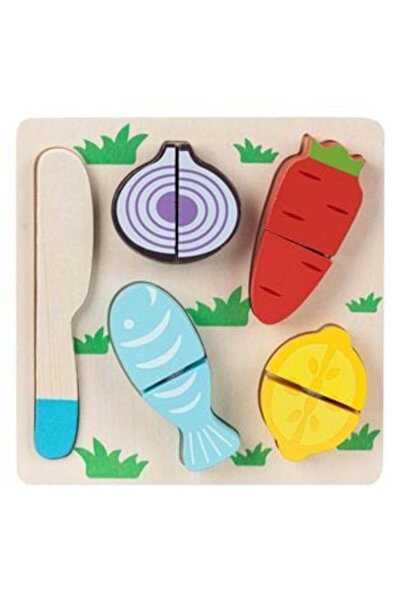 oemco Set de Joaca Legume din Lemn & Cutit 18x18cm