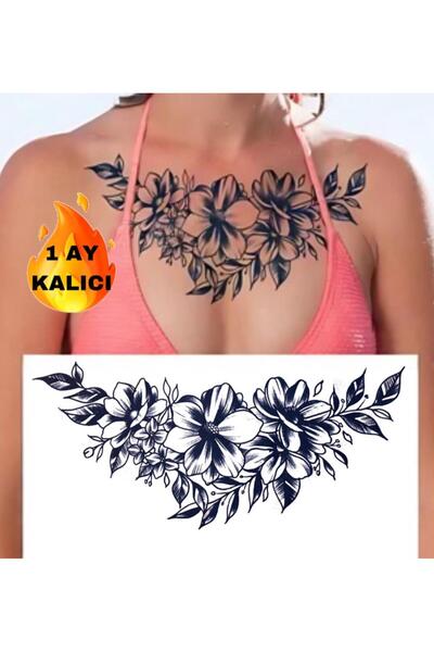 Mecit Tuhafiye 1 AY KALICI ÇİÇEKLER SIRT GÖĞÜS BÜYÜK BOY GEÇİCİ DÖVME