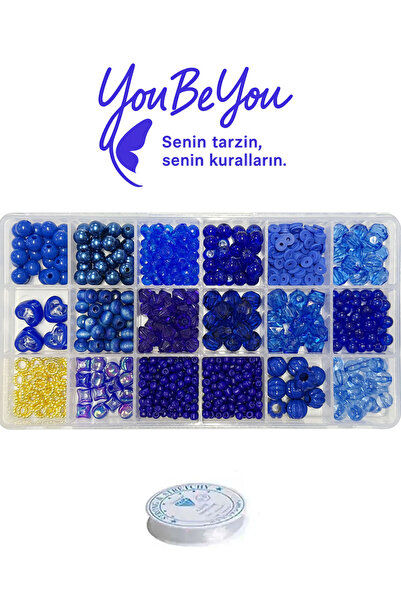 By MO Accessories Çocuklar Için Lacivert Boncuklarla Takı Yapma Seti - Hobi B...