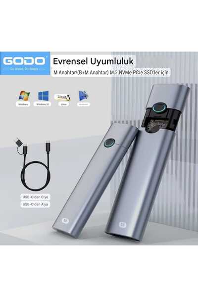 GODO M2 Nvme Muhafazası Ku-tu-su 10Gbps Usb 3.2 Yüksek Hızlı Ce Lisanslı 2280/2260/2242/2230 Uyumlu
