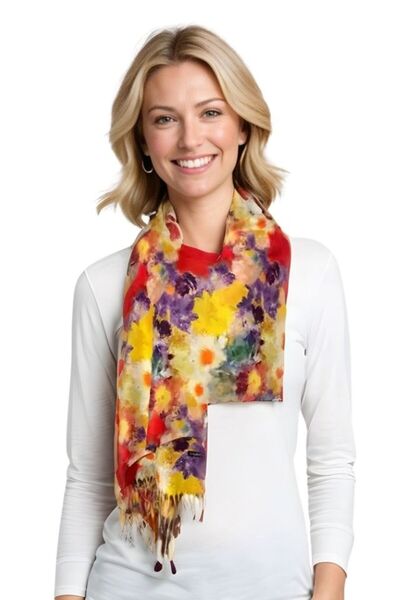 DACSHOP Lady's cashmere scarf F, Dacali, purple/red, 180 x 70 cm