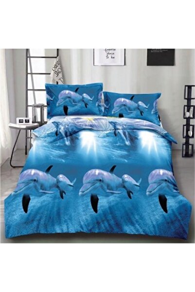 Casa de Vis Set de lenjerie de pat dublu, bumbac satinat, 180 x 200 cm, 4 pie...