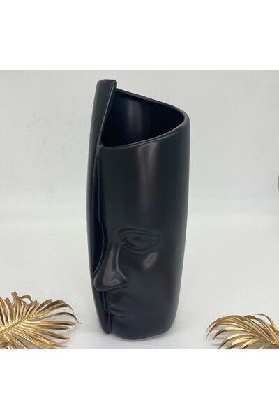 velve Vaza Venus Face, Negru, 21 x 9 cm