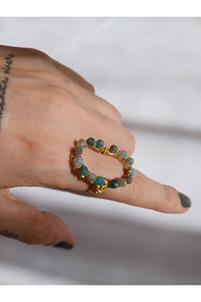 Medusa Accessories خاتم من السلك النحاسي بتصميم خاص مع حجر الأباتيت الطبيعي