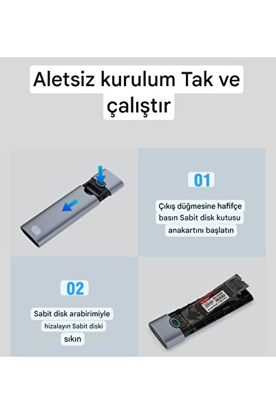 GODO M2 Nvme Muhafazası Ku-tu-su 10Gbps Usb 3.2 Yüksek Hızlı Ce Lisanslı 2280/2260/2242/2230 Uyumlu