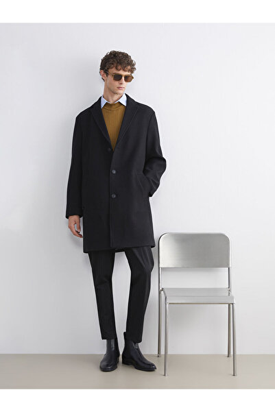 LC Waikiki Black Standard Fit Men's Cashmere Coat