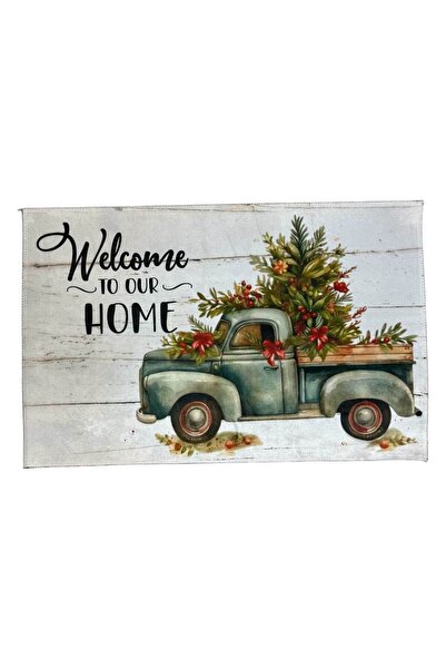 POEM.RO Covoras Craciun - Welcome to our home - Masina verde