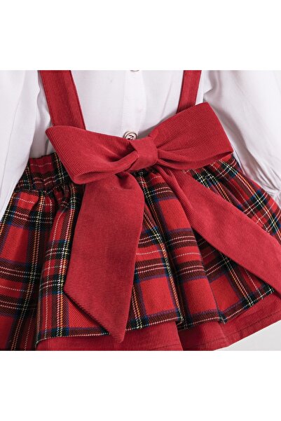 Momercy Rabbit Embroidery Collar Shirt Plaid Romper Set, Birthday Party Christmas Special Day Photo Shoot