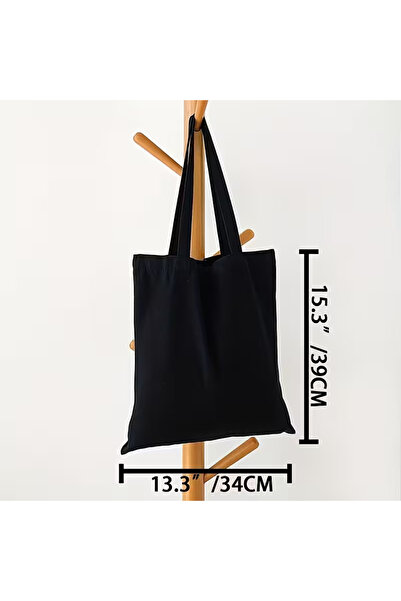 designedfy Siyah Gabardin Bez Çanta Baskısız %100 Pamuk