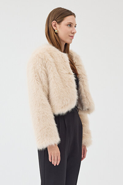 STONCS Γυναικείο κοντό κανονικό παλτό από ψεύτικη γούνα