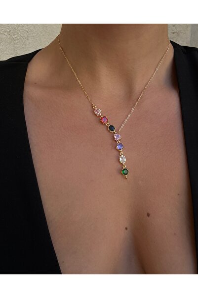 pop up store Yedi Taşlı Altın Kaplama Y Kolye