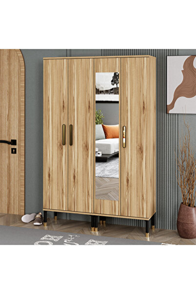 Kalender Dekor Demet-1-3 Ayaklı Aynalı Ayakkabılık Portmanto Vestiyer