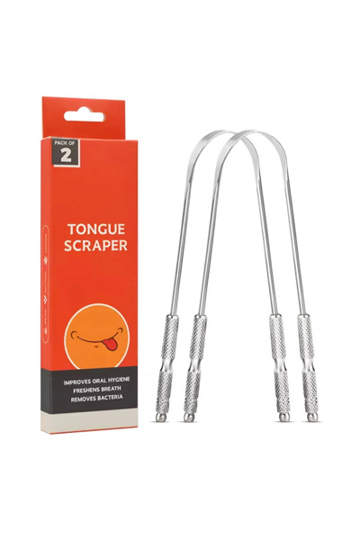 OEM Dispozitiv pentru curatarea limbii, tongue scraper, din otel, argintiu, 2 bucati