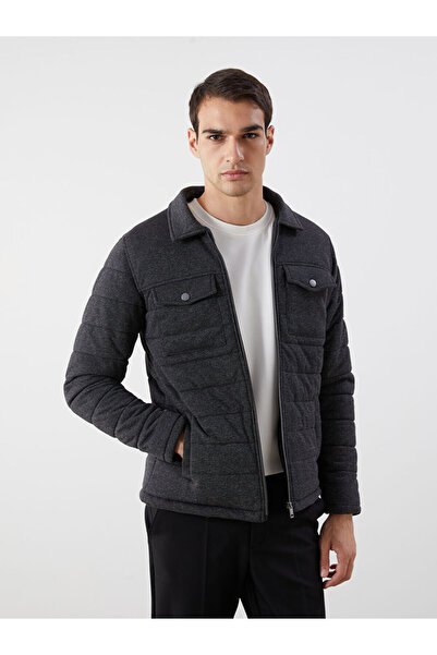 LC Waikiki Anthracite Slim Fit Shirt Collar Men's Coat