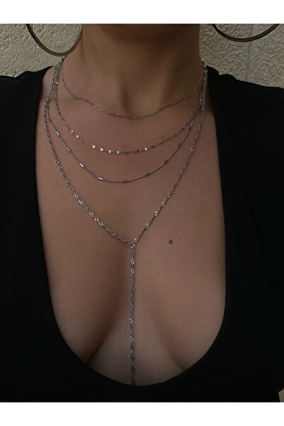 pop up store Dört Zincirli Çelik Kolye