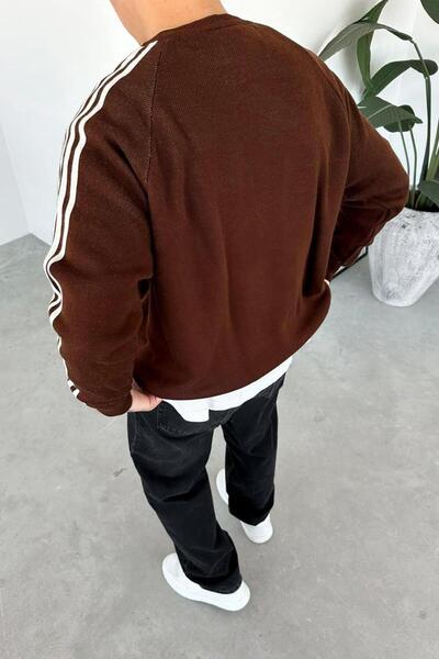 HAFKAGİYİM Καφέ ριγέ λεπτομέρεια με στάμπα Oversize Sweat