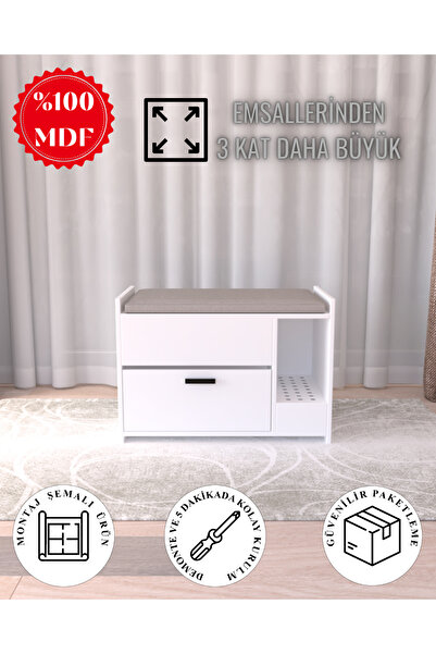 LemvoraHome Kedi Tuvalet Dolabı Puf | Gizli Girişli | %100 MDF