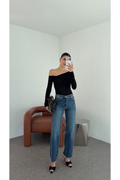 HAZELANNA Blugi drepti albastru închis lavabili