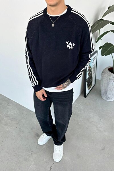 HAFKAGİYİM Світло-синя смугаста деталізована оверсайз-футболка