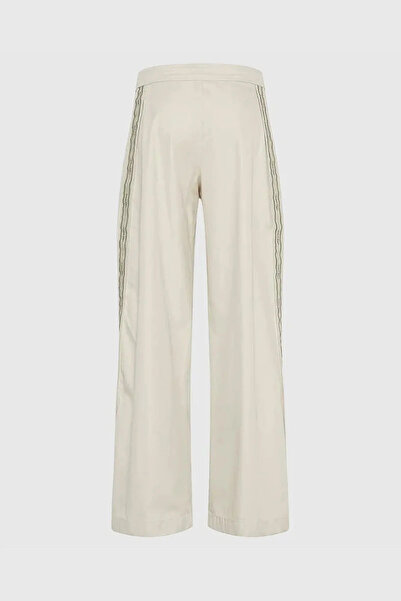 Calvin Klein Pamuklu Twill Tamamı Baskılı Logolu Çizgili Kadın Beyaz Pantolon LV044D612G-GTR