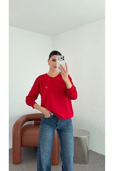 HAZELANNA Hanorac roșu cu guler cu nervuri