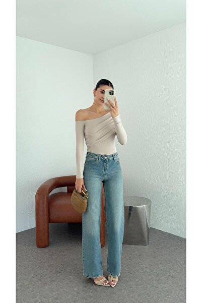 HAZELANNA Blugi drepti albastru deschis lavabili