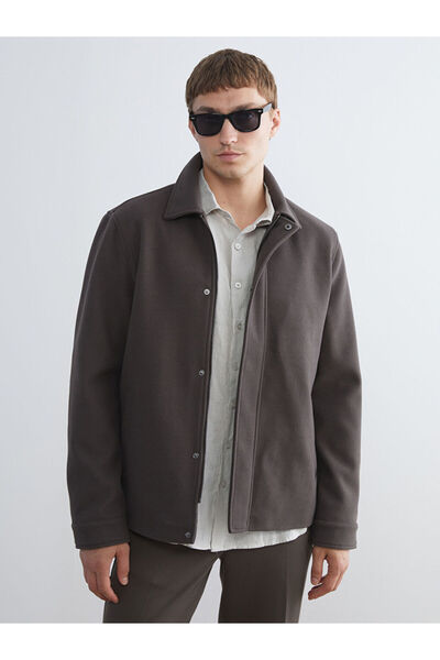 LC Waikiki Lcwaikiki Classic Khaki Standard Fit Shirt Collar Men's Cashmere Coat