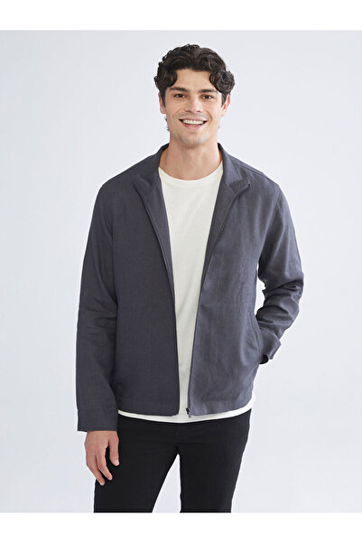 LC Waikiki Southblue Anthracite Mock Neck Long Sleeve Men's Coat