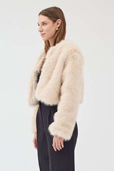 STONCS Γυναικείο κοντό κανονικό παλτό από ψεύτικη γούνα