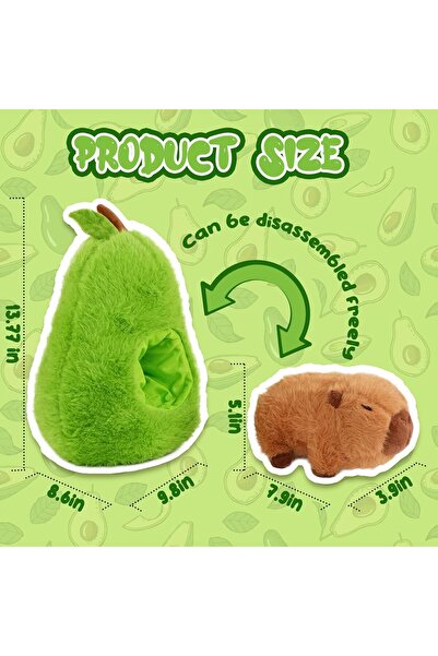 victiny Avocado Capybara Plush Toy - 13.77 Inch Soft Capybara Stuffed Animal, Cute Avocado Food Plushie Pill