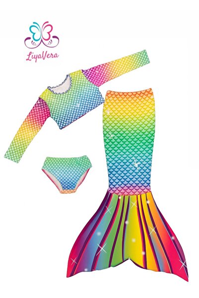 Liyavera Kız Çocuk Uzun Kollu Deniz Kızı Kostümü - Kız Çocuk Deniz Kızı Elbis...