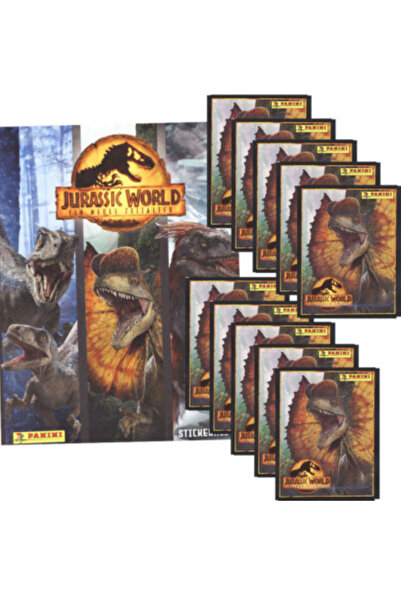 Next Plus ألبوم ملصقات بانيني جوراسيك وورلد: دومينيون المرخص + 10 حزم (50 ملص...