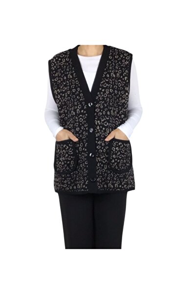 ECE GİYİM Women's Buttoned Front Thick Winter Short Vest with Pockets