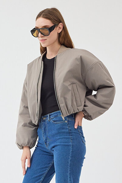 STONCS Γυναικείο κοντό παλτό χακί oversize